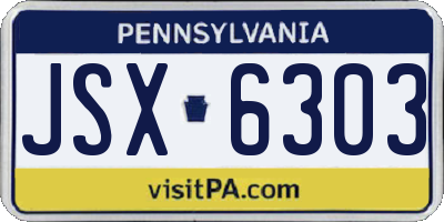 PA license plate JSX6303