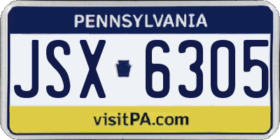 PA license plate JSX6305