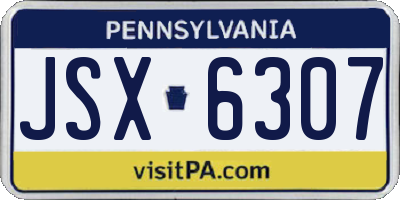 PA license plate JSX6307
