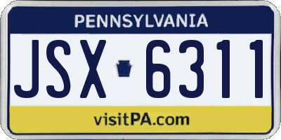 PA license plate JSX6311