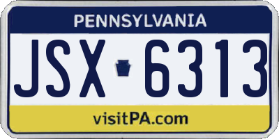 PA license plate JSX6313