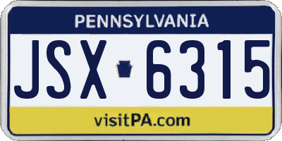 PA license plate JSX6315