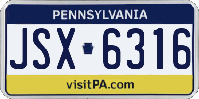 PA license plate JSX6316