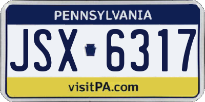PA license plate JSX6317