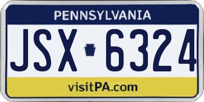 PA license plate JSX6324