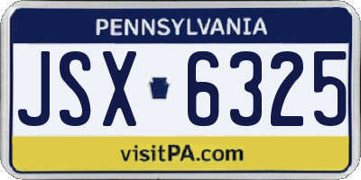 PA license plate JSX6325