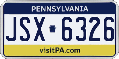 PA license plate JSX6326