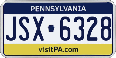 PA license plate JSX6328