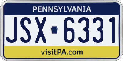 PA license plate JSX6331