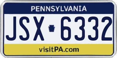 PA license plate JSX6332