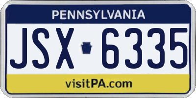 PA license plate JSX6335