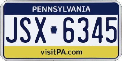 PA license plate JSX6345