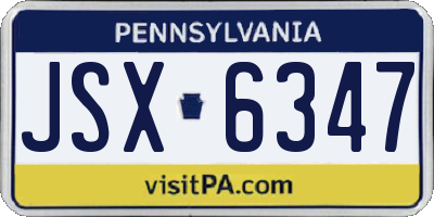 PA license plate JSX6347