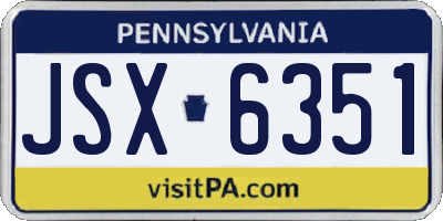 PA license plate JSX6351