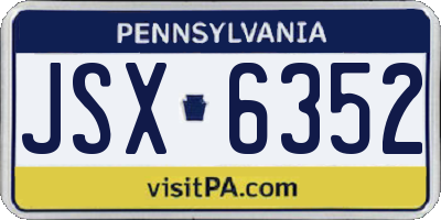 PA license plate JSX6352