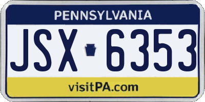 PA license plate JSX6353