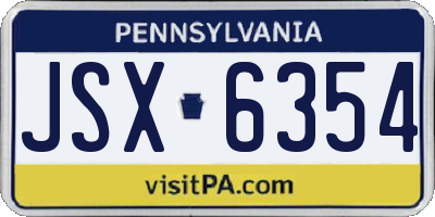 PA license plate JSX6354