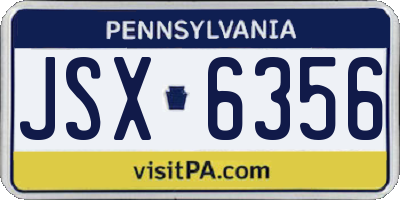 PA license plate JSX6356