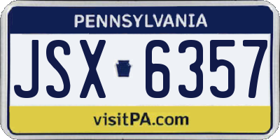 PA license plate JSX6357