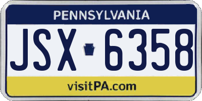 PA license plate JSX6358