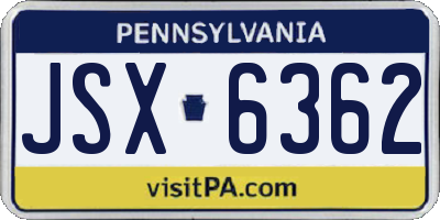 PA license plate JSX6362