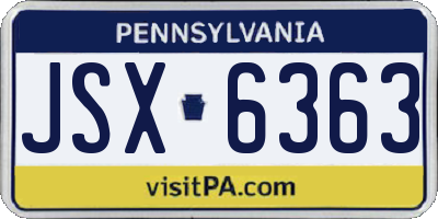 PA license plate JSX6363
