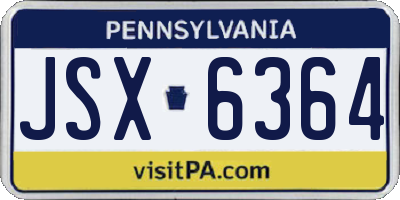 PA license plate JSX6364
