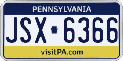 PA license plate JSX6366
