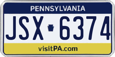 PA license plate JSX6374