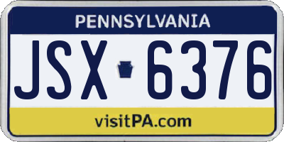 PA license plate JSX6376