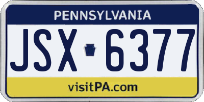PA license plate JSX6377