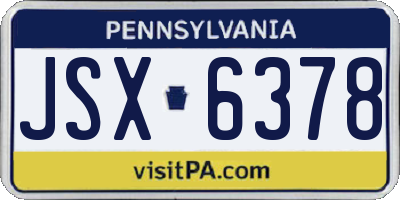 PA license plate JSX6378