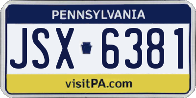 PA license plate JSX6381