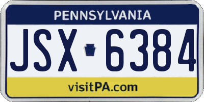 PA license plate JSX6384