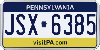 PA license plate JSX6385