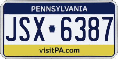 PA license plate JSX6387