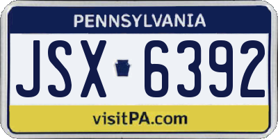 PA license plate JSX6392