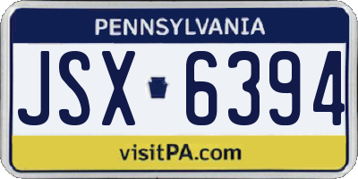 PA license plate JSX6394