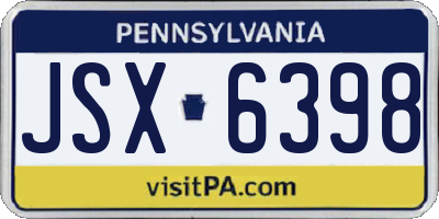 PA license plate JSX6398