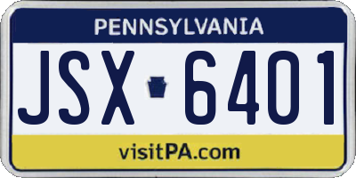 PA license plate JSX6401