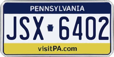 PA license plate JSX6402