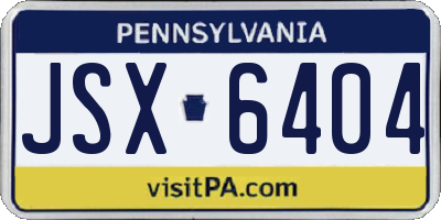 PA license plate JSX6404