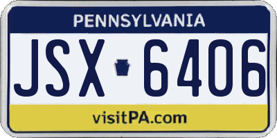 PA license plate JSX6406