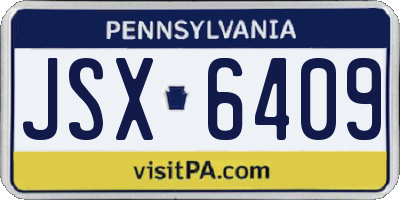 PA license plate JSX6409