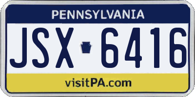 PA license plate JSX6416