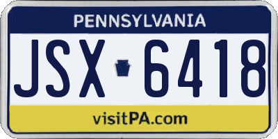 PA license plate JSX6418