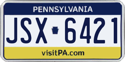 PA license plate JSX6421