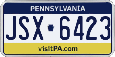 PA license plate JSX6423