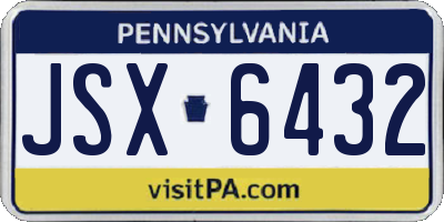 PA license plate JSX6432