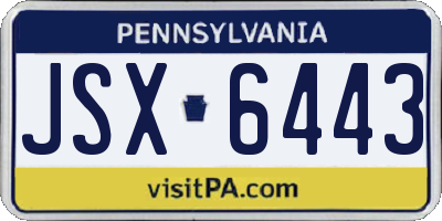 PA license plate JSX6443